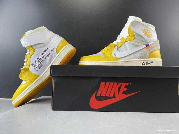 Off-White 1 Air Powder x White Jordan AQ0818-149 Dark NRG Yellow-Cone 0802